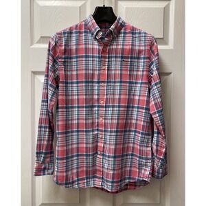 Vineyard Vines Shirt Men's XS Pink/Blue Plaid Whale Casual Button Up Long Sleeve